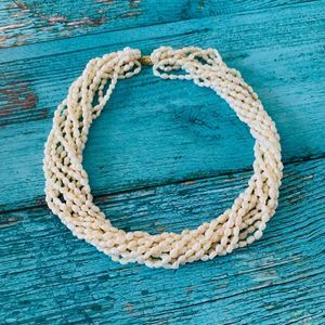 Estate Ten 10 Strand Baroque Pearl 14k Gold Choker Necklace Torsade